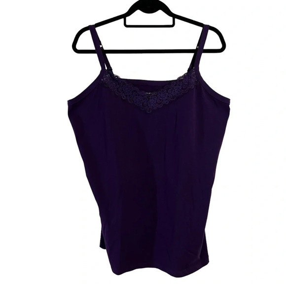Catherines Purple Suprema Collection Cami Tank Top 1X Adjustable Strap Lace Trim - Picture 1 of 5